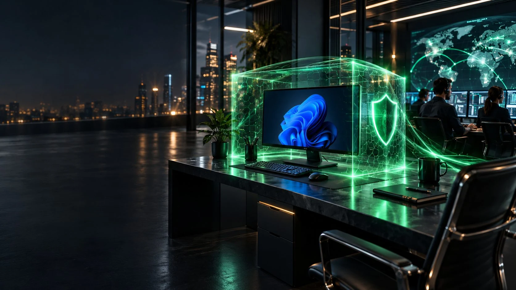 Managed PC Protection illustration of a protected computer service